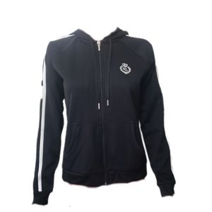 Ralph Lauren Black Zip-Up Hoodie with White Stripe Detail